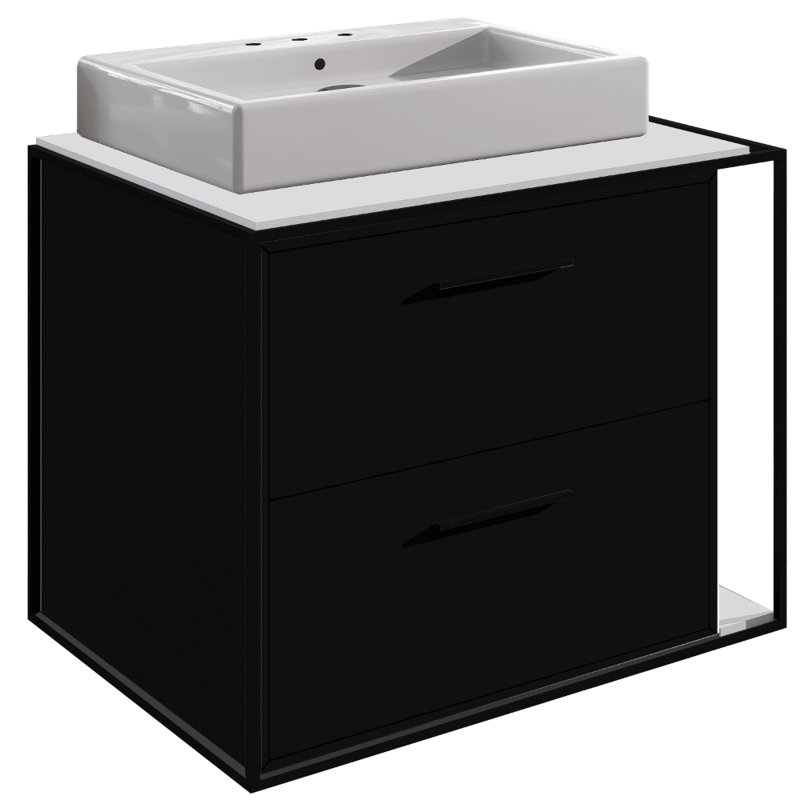 Linea 24'' W Single Vanity, Matte Black, 8" Widespread, Matte Black