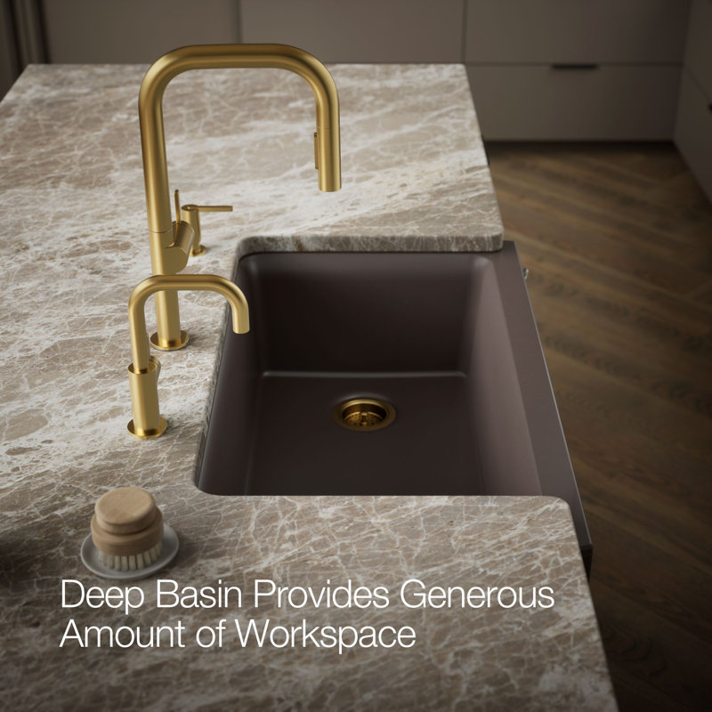 Cairn Undermount Single-Bowl Farmhouse Kitchen Sink, Matte Brown
