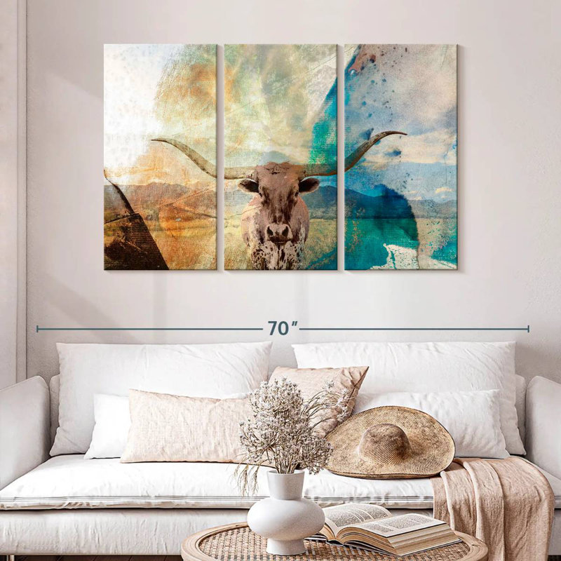 Brampt Abstract Longhorn, 32" H x 50" W