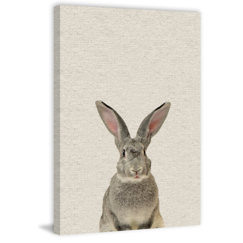 Gray Rabbit - Drawing on Canvas, 76cm H x 51cm W