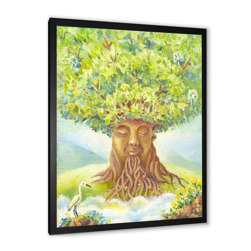 Arbre de la sagesse - reproduction d'art sur toile traditionnelle, H 20 po x l 12 po x P 1 po, Cadre photo noir