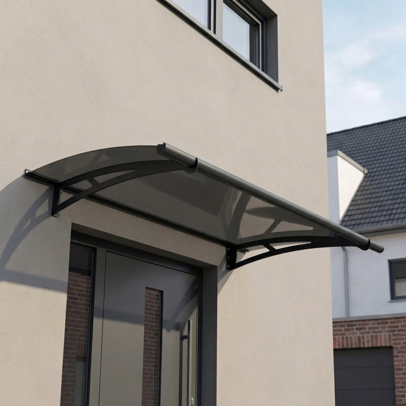 Auvent de porte en acier galvanisé Palram - Canopia Aquila l 4 pi 11 po x P 3 pi gris / gris solaire, 6.9" H x 59" W x 36" D