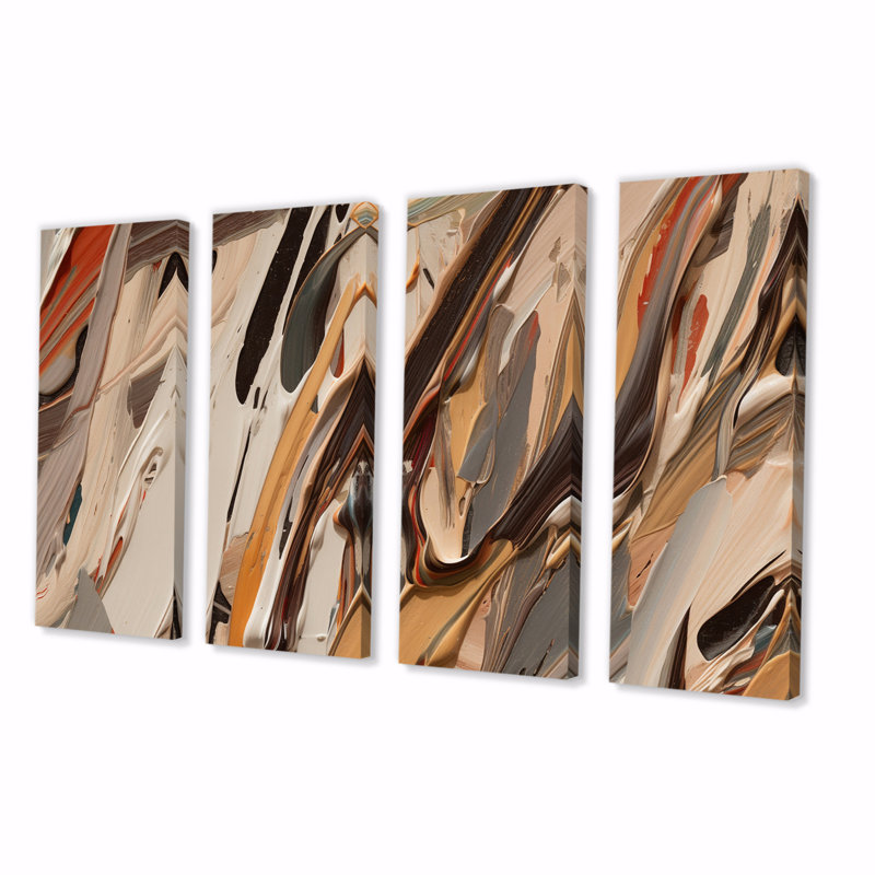 «Terracotta Bliss Texture Abstract VI», reproduction sur toile tendue 4 pièces