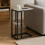 Table d'appoint, en forme de C, bout, côté, collation, salon, chambre à coucher, stratifié gris, métal noir, contemporain, moderne-2012959025-2012959029-2012959050