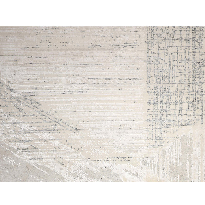 Tapis ivoire noué à la main de haute qualité, Rectangle 8 pi x 10 pi