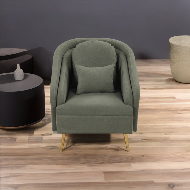 Fauteuil demi-tonneau 31,5 po, Velours vert algue