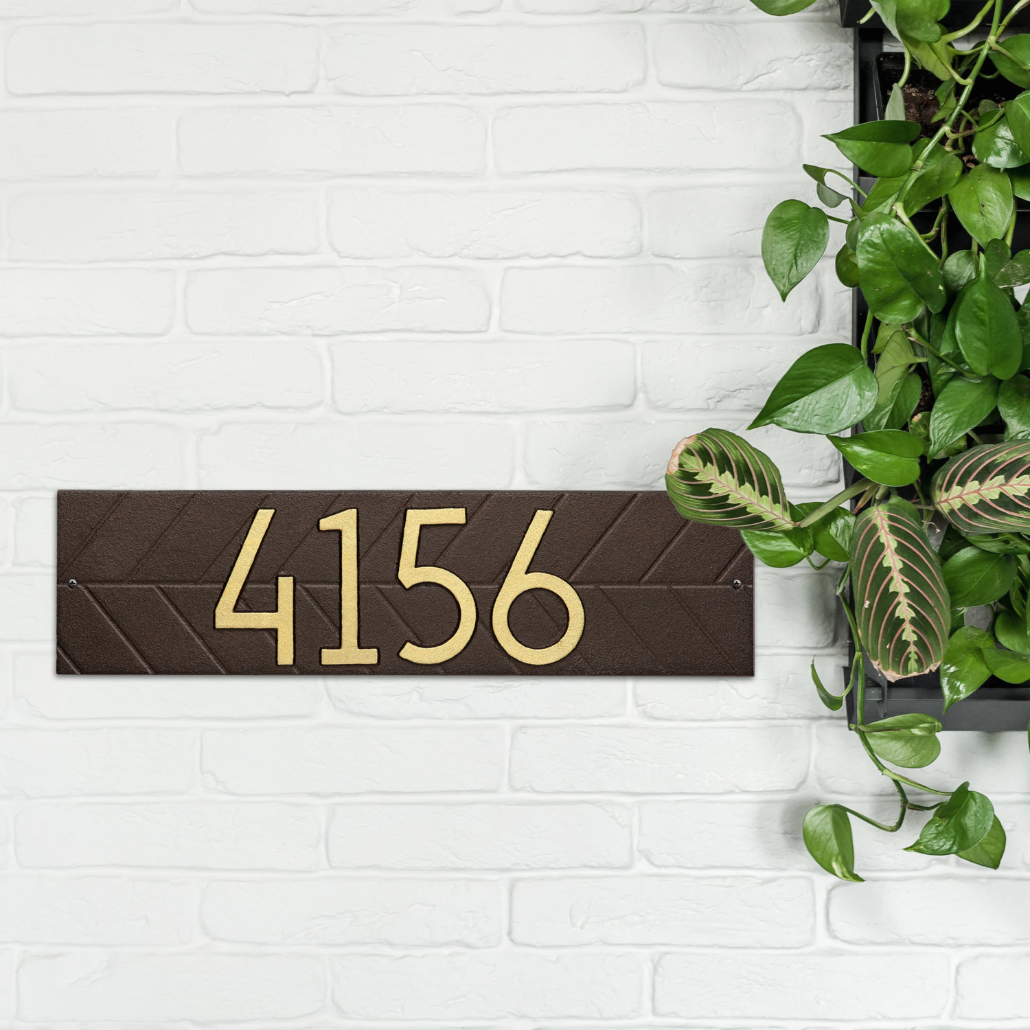 Mid-Century Modern Wall Plaque, Yes, Aged Bronze/Gold