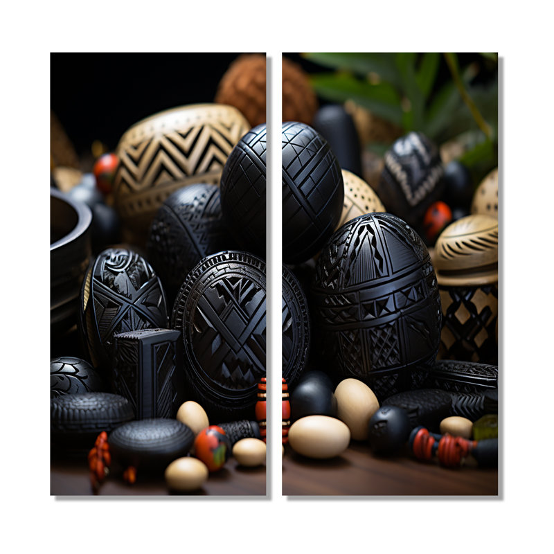 Bijoux africain - impressions sur toile noires, 40" H x 40" W, Wrapped Canvas, Does Not Apply