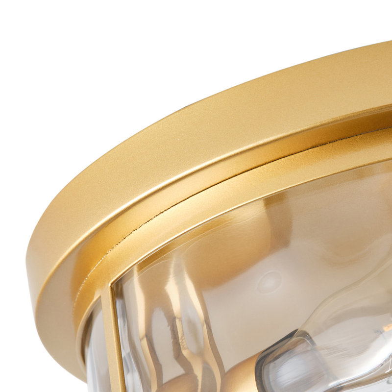 2-Lamp Clear Stone patterned Glass Gold Adjustable Ceiling Light