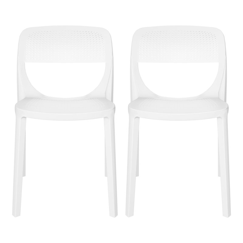 Chaise de salle à manger d'extérieur empilable, Blanc