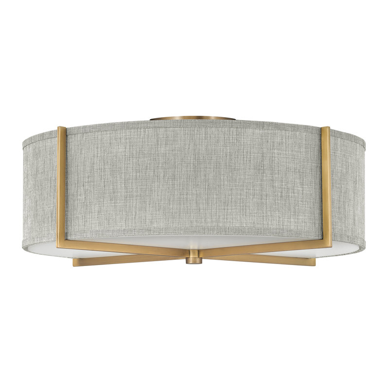Axis 4 - Light 25.5" Semi Flush Mount, Heathered Gray, Heritage Brass