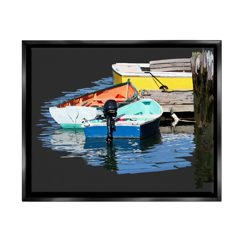 Art mural sur toile flottant Breakwater Bay, Cadre flottant noir de jais, H 17 po x l 21 po x P 1,7 po