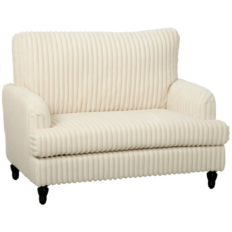 Upholstered Corduroy Armchair, Cream, Black Corduroy