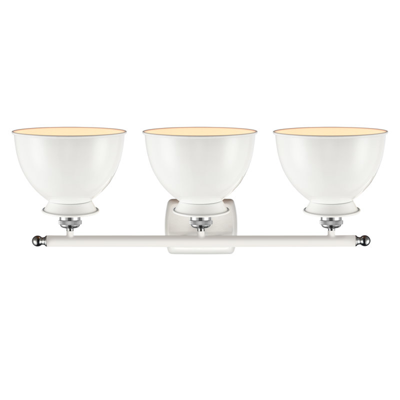 Éclairage pour meuble-lavabo à intensité variable 3 lumières Erastus, Blanc lustré, Blanc et chrome poli, Ampoule non incluse