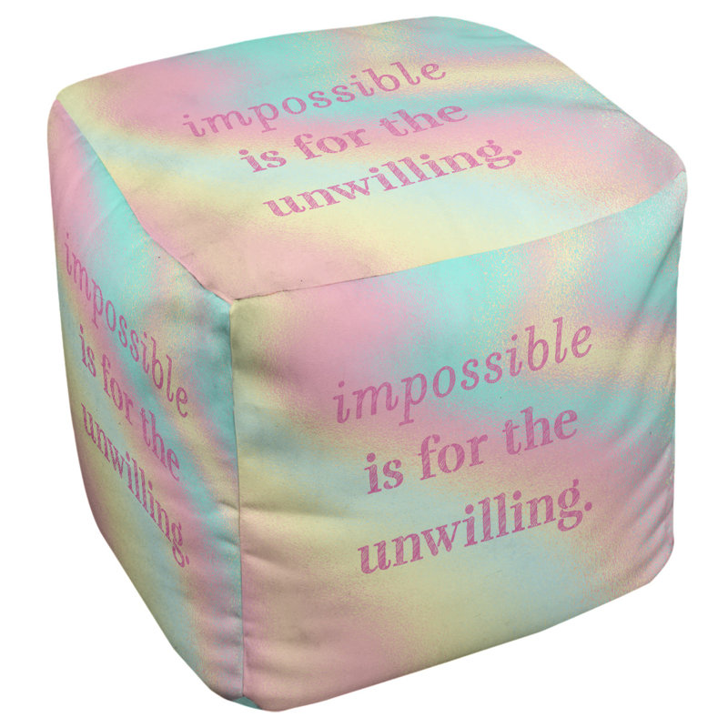 Upholstered Ottoman, Pastel Yellow/Pink/Blue