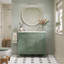 Meuble-lavabo moderne vert sur pied de 91 cm (36 po) avec lavabo en céramique, structure en bois massif, 4 tiroirs et 2 armoires de rangement. Robinetterie non incluse.-131217707