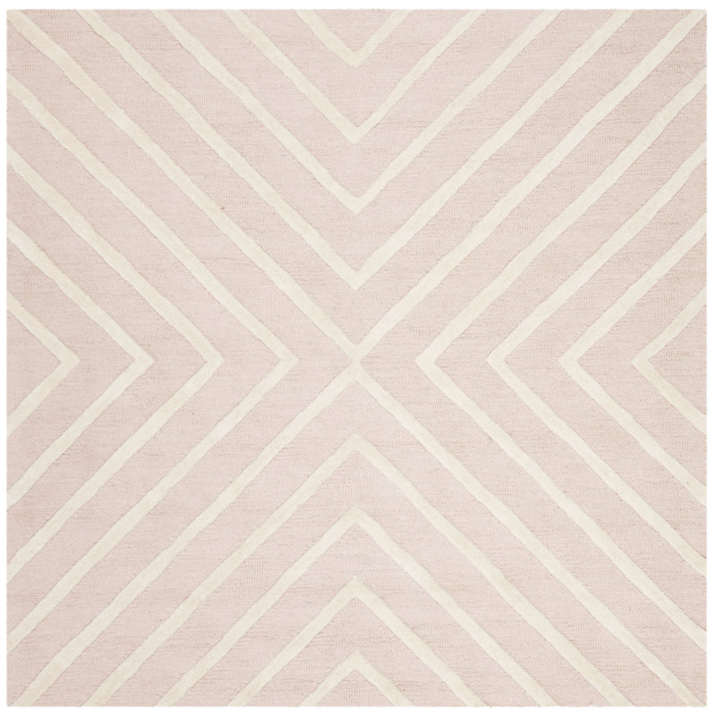 Clust Hand Tufted Wool Rug, Square 5', Gray/Ivory