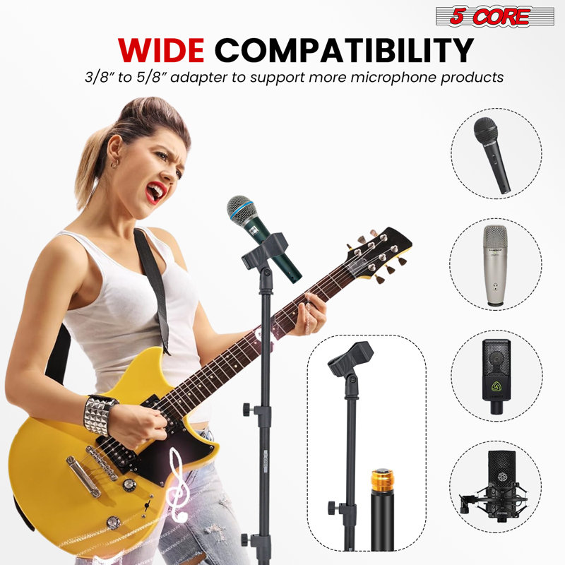 5 Core Mic Stand Floor Height Adjustable Universal Heavy Duty Microphone Stands