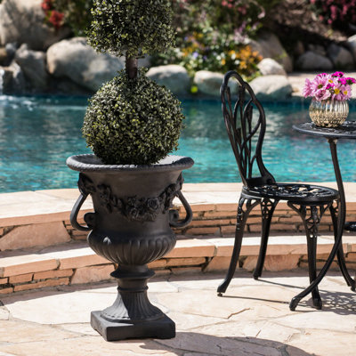 Urne antique en oxyde de magnésium noir - aucun assemblage requis, 17,3 po x 24 po 17,3 po, patio nécessaire, 24 po