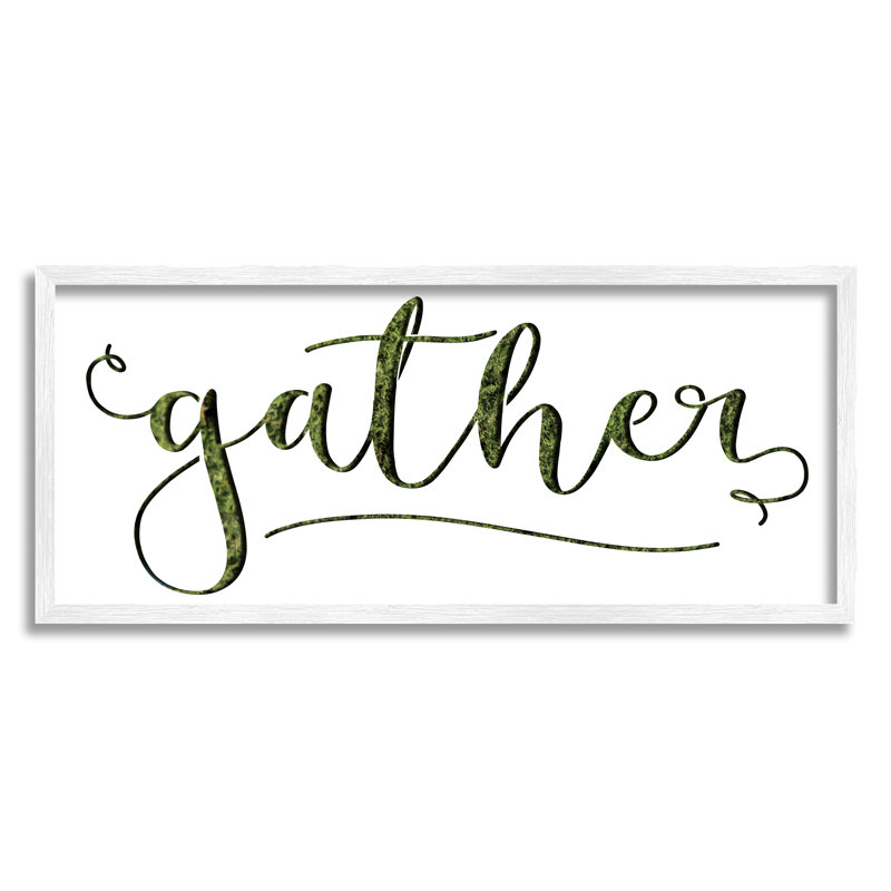 «Gather Sentiment Green Grass», art textuel sur plaque par Daphne Polselli, H 13 po x l 30 po