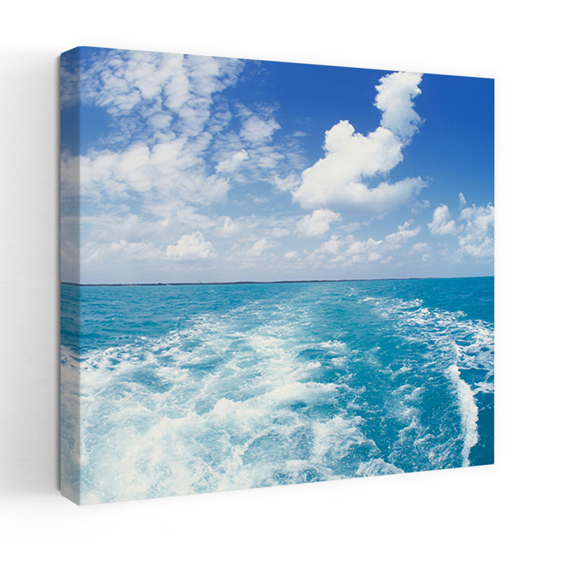 Atlantic Ocean and Boat Wake Florida Keys FL 1 Piece Wrapped Canvas Wall Art, 91.44cm H x 91.44cm W
