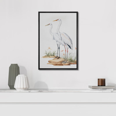 Crane, héron, paire de grues, décor de ferme, animaux de la nature rustique, art moderne, décor douillet encadré sur toile