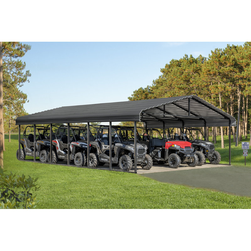 Galvanized Steel Carport, 20X29X7, Charcoal