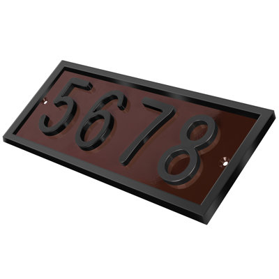 Royal Shade Flush Mount Horizontal AFramed Aluminum Address Plaque – Customized 3/4/5-Digit House Numbers for Stylish Indoor and Outdoor Spaces