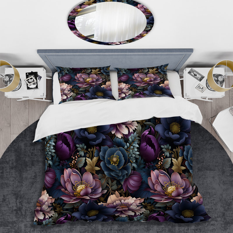 Moody Flora Moody Patterns I - Ensemble de housse de couette à motif floral, Housse de couette pour très grand lit et 2 très