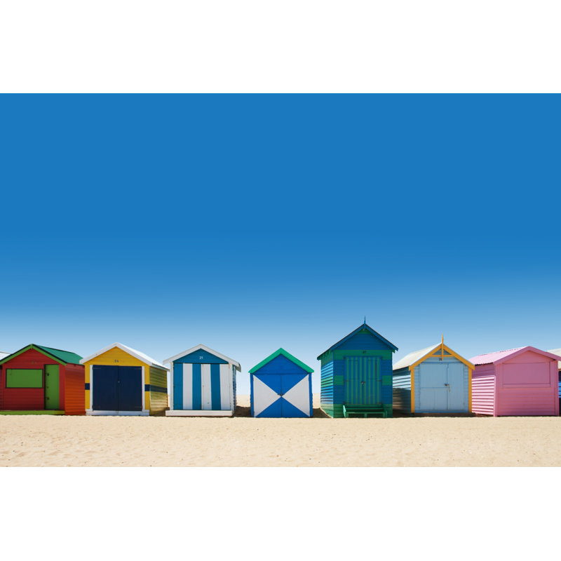 Bathing Houses On Beach by CreativaImages - Wrapped Canvas Print, 30cm H x 46cm W x 3.8cm D