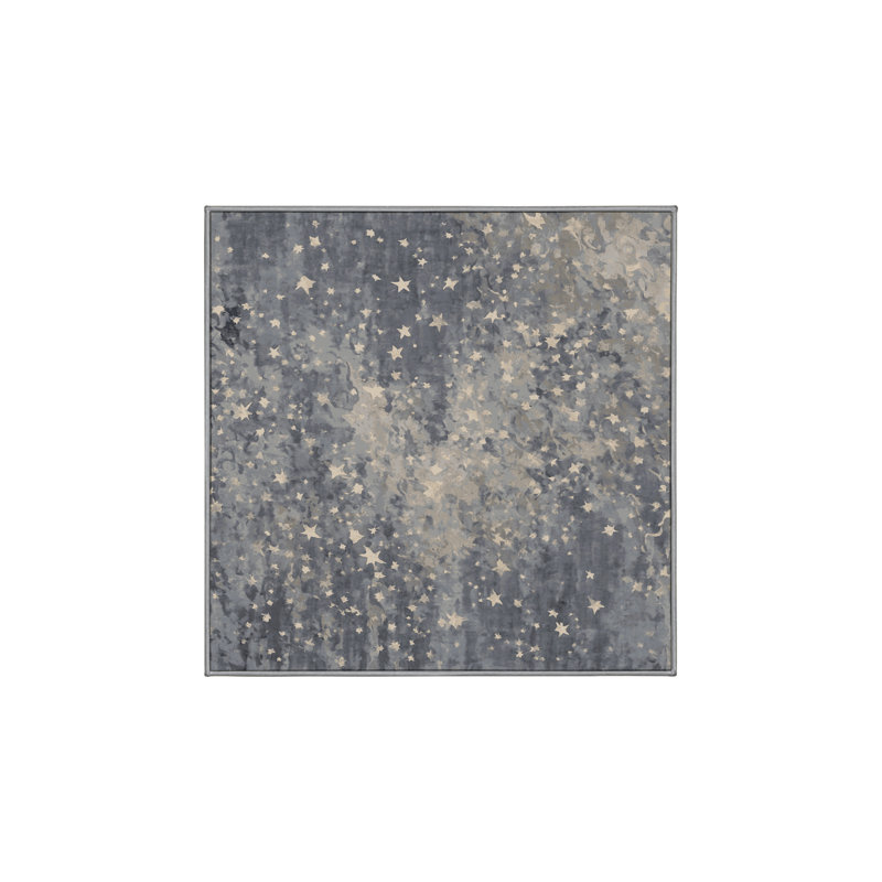 Machine Washable Gray Area Rug, Square 6'