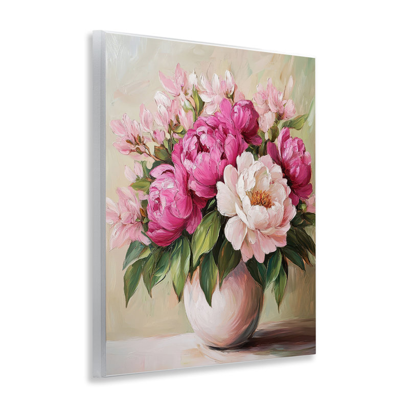 Plaque murale vibrante à motif floral rose, design par Petal Prints Design