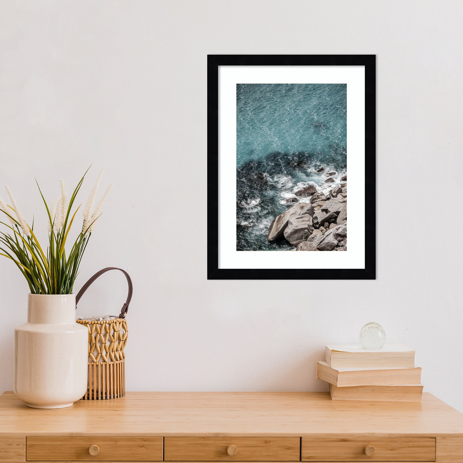 Pacetti "Aqua Sea Shores" Print, 17" H x 13" W, Black