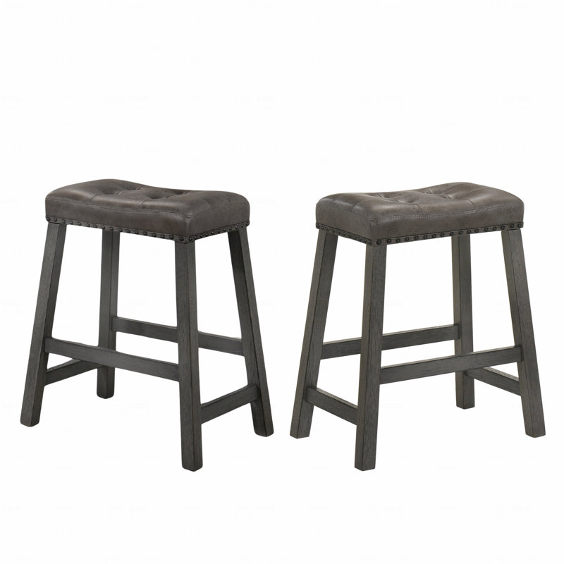 Ensemble de 2 tabourets de comptoir rustiques, tabourets de bar en bois sans dossier de 25 pouces