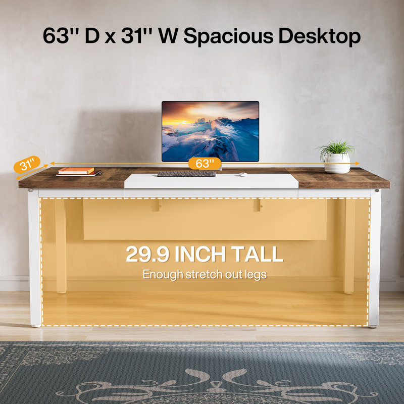 63" L-Shaped Executive Desk and 39 Drawer Lateral File Cabinet, L-Shape Office Credenza Desk Set