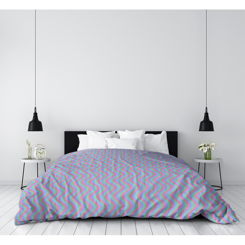 Housse de couette, Housse de couette pour très grand lit, Rose/bleu, Polyester brossé