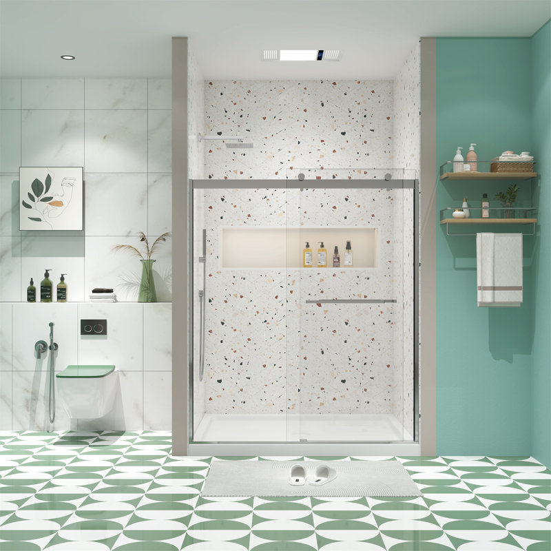 Porte de douche à dérivation, Nickel brossé