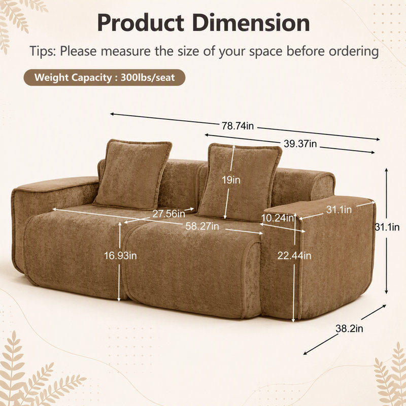 Harrison LSF&RSF Sofa Velvet- Brown