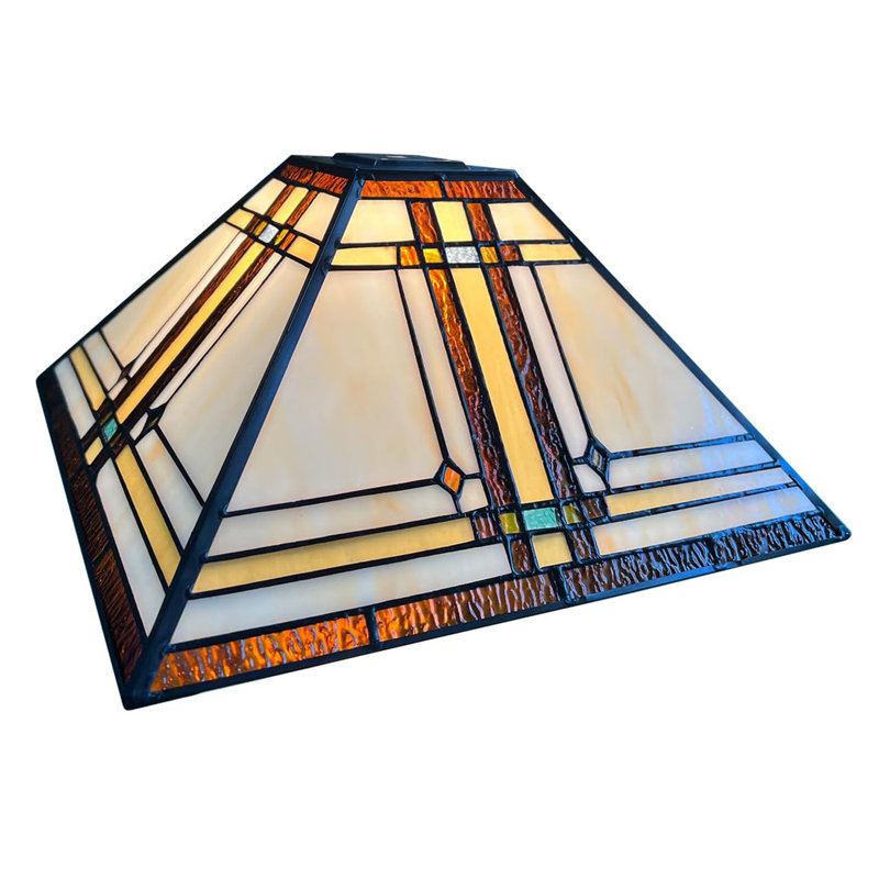 Abat-jour large en verre coloré Tiffany, H 7,8 po x l 16 po x P 16 po