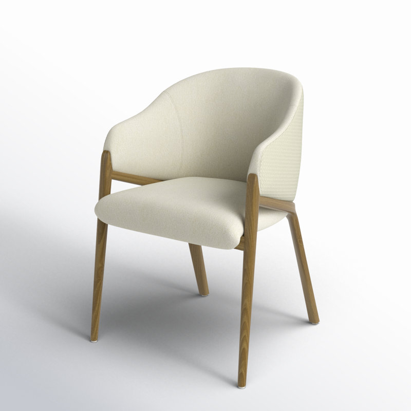 Coffey Solid Back Arm Chair in Walnut/Cream