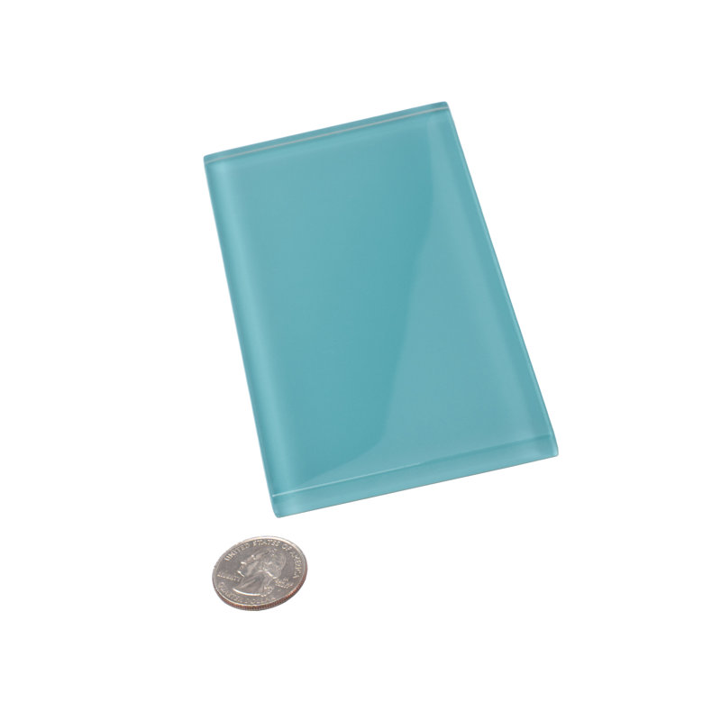 Apollo 6'' x 3'' Glass Subway Wall Tile, Aqua