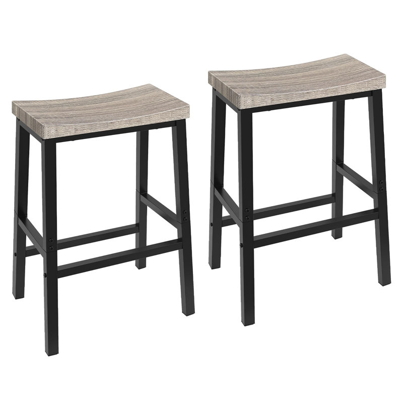 Ensemble de 2 chaises de bar, Grège / noir