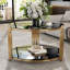 Table basse moderne à miroir noir, métal asymétrique