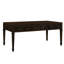 Table basse en bois brun foncé avec deux tiroirs et protection de plancher
