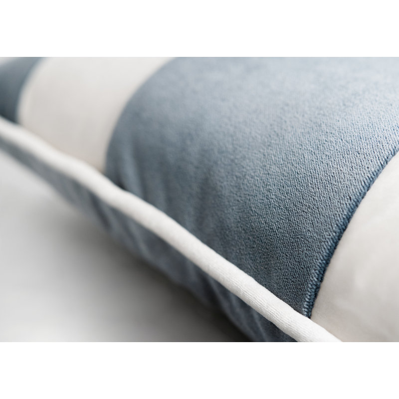 Banded Lumbar Velvet Pillow, Sky