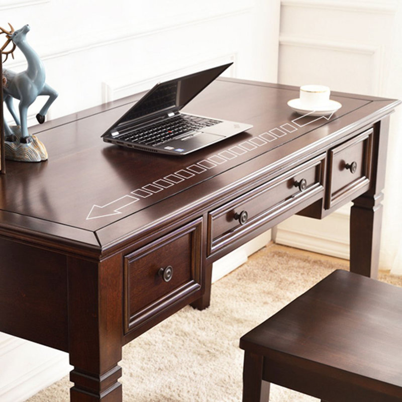 Bureau en bois massif de style américain, Brun noisette, H 29,53 po x l 55,12 po x P 25,59 po