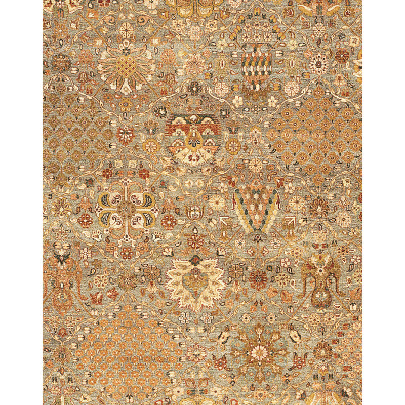 Wool Oriental Area Rug in Beige, Rectangle 5' x 7'2"