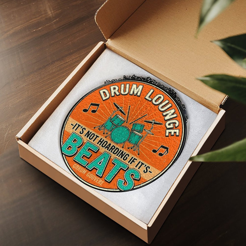 Panneau de vitrail Drum-Lounge, 11,8 x 11,8 po (30 x 30 cm)