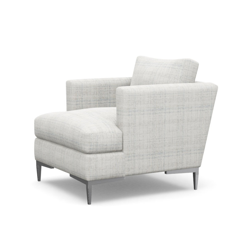 Aiden Accent Chair, Polished Stainless, Manchester Pebble