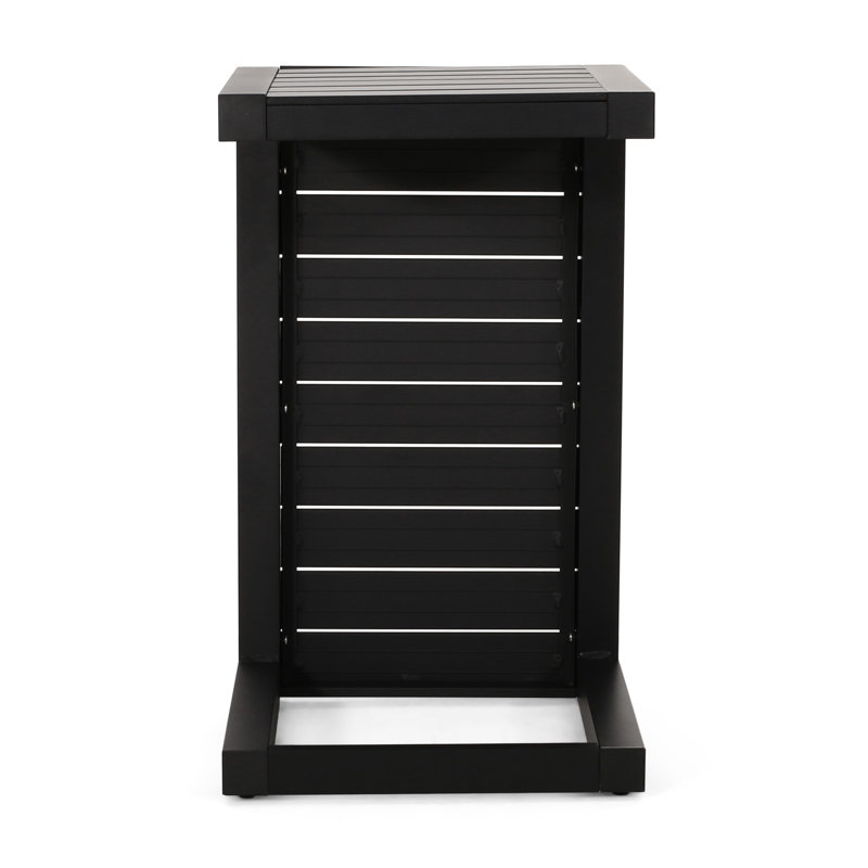 Table d'appoint en aluminium noir mat, idéale pour l'extérieur avec aspect mat